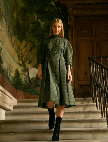 Сукня Leticia Paris з зеленого жаккарду - Интернет-магазин одежды "Milkiss"