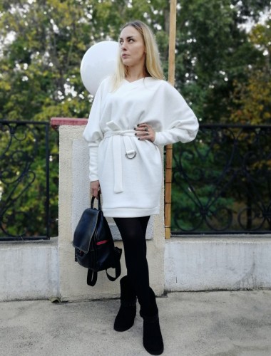 Трикотажна сукня oversize Milk White - Интернет-магазин одежды "Milkiss"