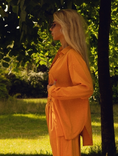 Сорочка Alenka oversize кольору манго - Интернет-магазин одежды "Milkiss"